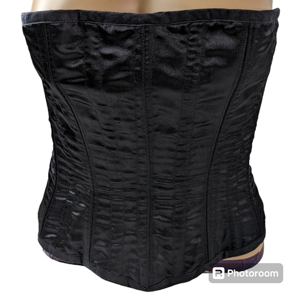 Monkey Wrench Black Satin Corset Steel Boned Custom Gothic...